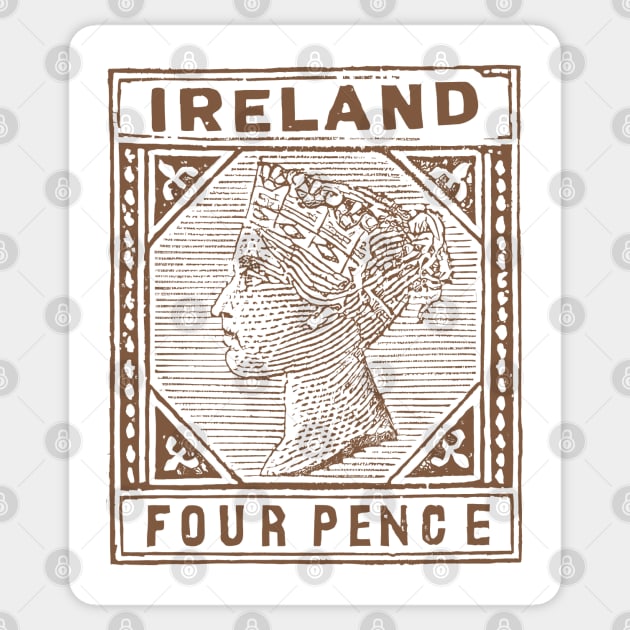 Vintage Eire 4 Pence Postage Stamp Sticker by feck!